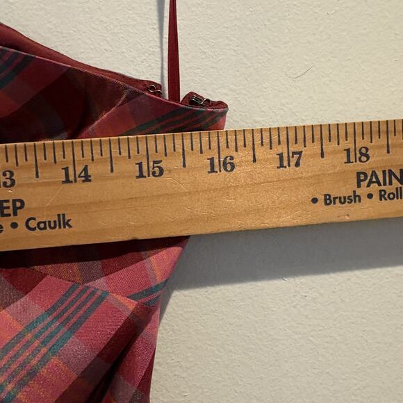 NWT J Crew Dress Womens 2 Pink Red Plaid One Shoulder Bow Silk Blend Cocktail - Picture 11 of 14